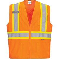 Veste de s&eacute;curit&eacute; &agrave; bandes contrastantes, Orange haute visibilit&eacute;, Petit, Polyester Distribution Jean Lapalme