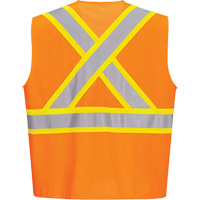 Veste de s&eacute;curit&eacute; &agrave; bandes contrastantes, Orange haute visibilit&eacute;, Petit, Polyester Distribution Jean Lapalme