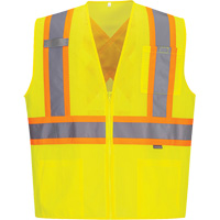Veste de s&eacute;curit&eacute; &agrave; bandes contrastantes, Jaune lime haute visibilit&eacute;, Petit, Polyester Distribution Jean Lapalme