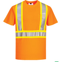 T-shirt de s&eacute;curit&eacute; &agrave; bandes contrastantes, Polyester, Petit, Orange haute visibilit&eacute; Distribution Jean Lapalme