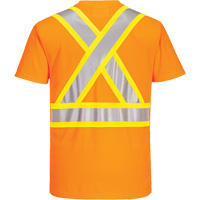 T-shirt de s&eacute;curit&eacute; &agrave; bandes contrastantes, Polyester, Petit, Orange haute visibilit&eacute; Distribution Jean Lapalme