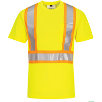 T-shirt de s&eacute;curit&eacute; &agrave; bandes contrastantes, Polyester, Petit, Jaune lime haute visibilit&eacute; Distribution Jean Lapalme