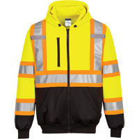 Chandail de s&eacute;curit&eacute; &agrave; capuchon avec bandes contrastantes, Petit, Noir/Jaune lime haute visibilit&eacute; Distribution Jean Lapalme