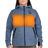 Chandail &agrave; capuchon chauffant M12 avec pile, Femmes, Moyen, Bleu, Poly-coton Distribution Jean Lapalme