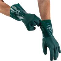 Double Dipped Green Gloves, 12" L, PVC, Cotton Jersey Inner Lining, 70-mil Distribution Jean Lapalme