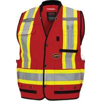 6678 Veste d'arpenteur antimicrobienne haute visibilit&eacute; avec dos en maille, Rouge, Petit, Polyester Distribution Jean Lapalme