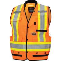 6680 Veste d'arpenteur antimicrobienne haute visibilit&eacute; avec dos en maille, Orange haute visibilit&eacute;, Petit, Polyester Distribution Jean Lapalme