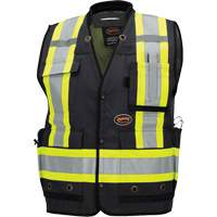 6679 Veste d'arpenteur antimicrobienne haute visibilit&eacute; avec dos en maille, Noir, Petit, Polyester Distribution Jean Lapalme