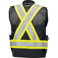 6679 Veste d'arpenteur antimicrobienne haute visibilit&eacute; avec dos en maille, Noir, Petit, Polyester Distribution Jean Lapalme