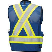 6681 Veste d'arpenteur antimicrobienne haute visibilit&eacute; avec dos en maille, Bleu royal, Petit, Polyester Distribution Jean Lapalme