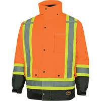 Parka de s&eacute;curit&eacute; d'hiver imperm&eacute;able 7-en-1 5056 Pioneer Yukon, Polyester, Noir/Orange haute visibilit&eacute;, T-petit Distribution Jean Lapalme