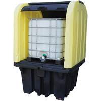 Palette anti-d&eacute;versement jaune &agrave; couvercle rigide roulant, 65" lo x 65" la x 101" h, Capacit&eacute; de charge 5000 lb Distribution Jean Lapalme