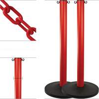 Industrial Stanchion Kit with Plastic Chain, 37" High, Red Distribution Jean Lapalme