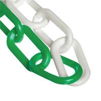 Bicolour Plastic Barrier Chain, Green/White, 2" Link, 500' Length Distribution Jean Lapalme