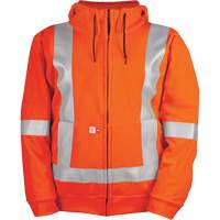 High-Visibility Wind Resistant Zip-Front Sweatshirt with DetachableHood, Men's, Small, High Visibility Orange, 27.7 cal/cm² Distribution Jean Lapalme