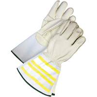 Gants utilitaires haute visibilit&eacute; avec manchette de 6,25", Petit, Paume en Cuir fleur de vache Distribution Jean Lapalme