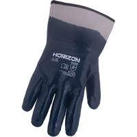 Gants bleu marine avec manchettes renforc&eacute;es &agrave; entoilage coll&eacute; Horizon, Moyen, R&ecirc;vetement Nitrile, Enveloppe en Jersey/Coton Distribution Jean Lapalme