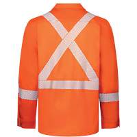 Chemise de travail haute visibilit&eacute; &agrave; bandes segment&eacute;es 7 oz de luxe Avenger, Style 652, Hommes, Petit, Orange Distribution Jean Lapalme