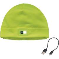 N-Ferno&reg; Winter Skull Cap with LED Rechargeable Light, Fleece Lining, One Size, High-Visibility Lime Green Distribution Jean Lapalme