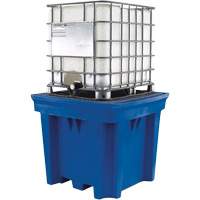 Palette de confinement des d&eacute;versements en poly&eacute;thyl&egrave;ne pour 1 contenant GRV avec drain, Capacit&eacute; de d&eacute;versement 330 gal. US, 56,5" x 56,5" x 48" Distribution Jean Lapalme