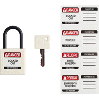 Cadenas de s&eacute;curit&eacute; compact Velocity, Blanc, Cl&eacute;s identiques, Nylon, Largeur de 1-1/4" Distribution Jean Lapalme