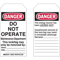 Lockout Tags, Plastic, 3" W x 5-1/2" H, English Distribution Jean Lapalme