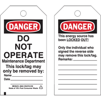 Lockout Tags, Plastic, 3" W x 5-3/4" H, English Distribution Jean Lapalme
