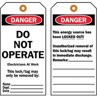 Lockout Tags, Plastic, 3" W x 5-1/2" H, English Distribution Jean Lapalme