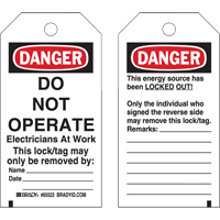 Lockout Tags, Plastic, 3" W x 5-1/2" H, English Distribution Jean Lapalme