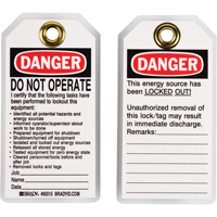 Lockout Tags, Plastic, 3" W x 5-1/2" H, English Distribution Jean Lapalme