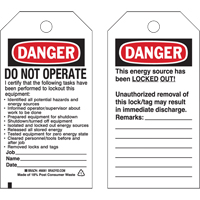 Lockout Tags, Plastic, 3" W x 5-3/4" H, English Distribution Jean Lapalme