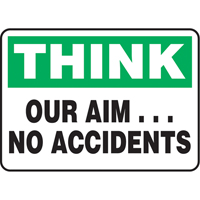 Enseigne  Our Aim… No Accidents , 7" x 10", Aluminium, Anglais Distribution Jean Lapalme