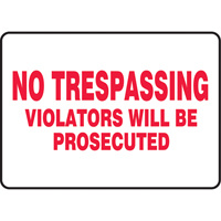 "No Trespassing" Sign, 7" x 10", Vinyl, English Distribution Jean Lapalme