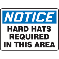 "Hard Hats Required" Sign, 7" x 10", Vinyl, English Distribution Jean Lapalme