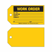 "Work Order" Tag, Paper, 5-3/4" W x 3" H, English Distribution Jean Lapalme