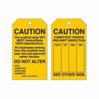 Scaffold Safety Tags, Polyester, 4" W x 7" H, English Distribution Jean Lapalme