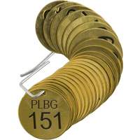 Numbered "PLPG" Valve Tags, # 151-175, Brass, 1.5" dia Distribution Jean Lapalme