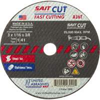 Cut-Off Wheel (A36T), 13" x 1/16", 3/8" Arbor, Type 27, Aluminum Oxide, 25000 RPM Distribution Jean Lapalme