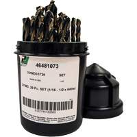 Mechanics Length Jobber Drill 135° - 1/16" to 1/2" by 1/64", 29 Pieces, High Speed Steel Distribution Jean Lapalme