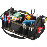 Open Top 20" Soft Side Tool Boxes, Polyester, 27 Pockets, Black Distribution Jean Lapalme