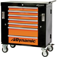 Armoire roulante, 8 tiroirs, 36" la x 18" p x 39-1/4" h, Noir/Orange Distribution Jean Lapalme