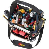 Molded Base Electrical/HVAC Tool Carrier, Ballistic Polyester, 20 Pockets, Black/Blue Distribution Jean Lapalme