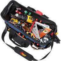 Molded Base Big-Mouth Tote Tool Bag, Ballistic Polyester, 23 Pockets, Black/Blue Distribution Jean Lapalme