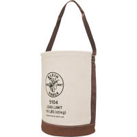 Bucket with Leather Bottom, 17" H, Canvas, Beige Distribution Jean Lapalme