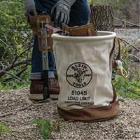 Leather-Bottom Bucket, 17" H, Canvas, White Distribution Jean Lapalme