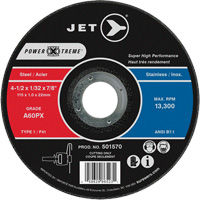 Meule &agrave; tronçonner Power-Xtreme A60PX, 4-1/2" x 1/32", Arbre de 7/8", Type 1, 13 300 Tr/min Distribution Jean Lapalme