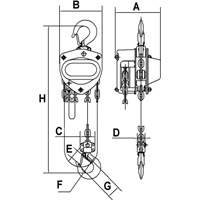 KCH Series Chain Hoists, 20' Lift, 2200 lbs. (1 tons) Capacity, Alloy Steel Chain Distribution Jean Lapalme