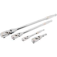 Ensemble de rochet &agrave; t&ecirc;te en goutte et manche enti&egrave;rement poli avec prises 1/4", 3/8" & 1/2" 120XP Distribution Jean Lapalme