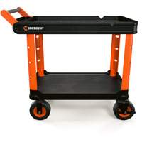 Chariot utilitaire industriel &agrave; 2 tablettes RAILWORKS avec roulettes de 8", 47" lo x 24-1/2" la x 37-4/5" h, Noir/Orange Distribution Jean Lapalme