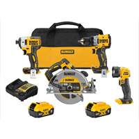 Ensemble de quatre outils combin&eacute;s sans fil et sans balai XR, Lithium-ion, 20 V Distribution Jean Lapalme